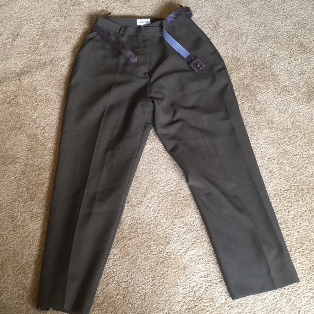 Dark Green Donizetti Dress Pants with belt